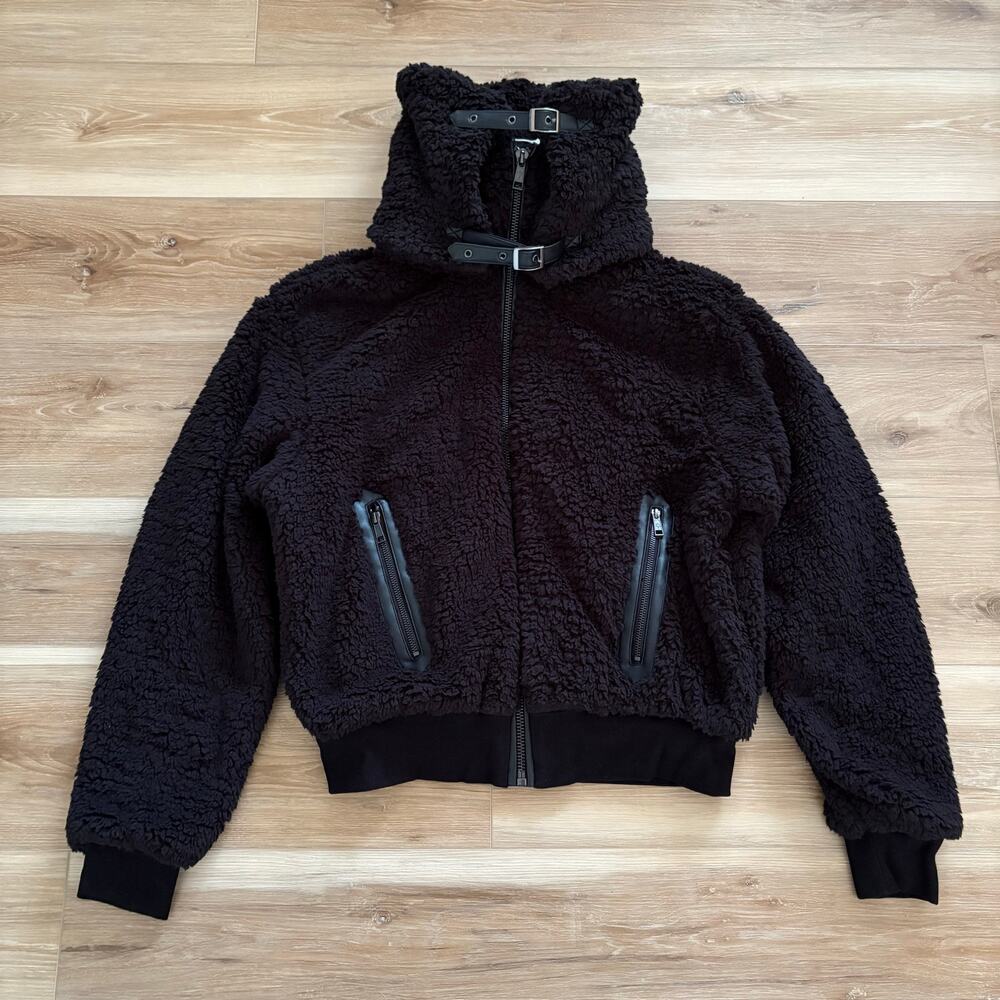 Popflex The Kinsley Bomber Jacket in Faux Sherpa Black L